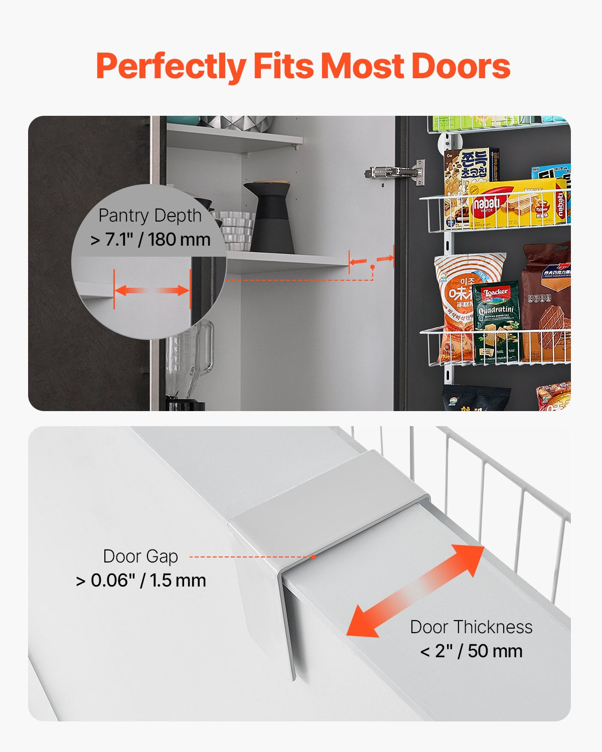 6-Tier over the Door Pantry Organizer Hanging Storage Rack Adjustable Kitchen