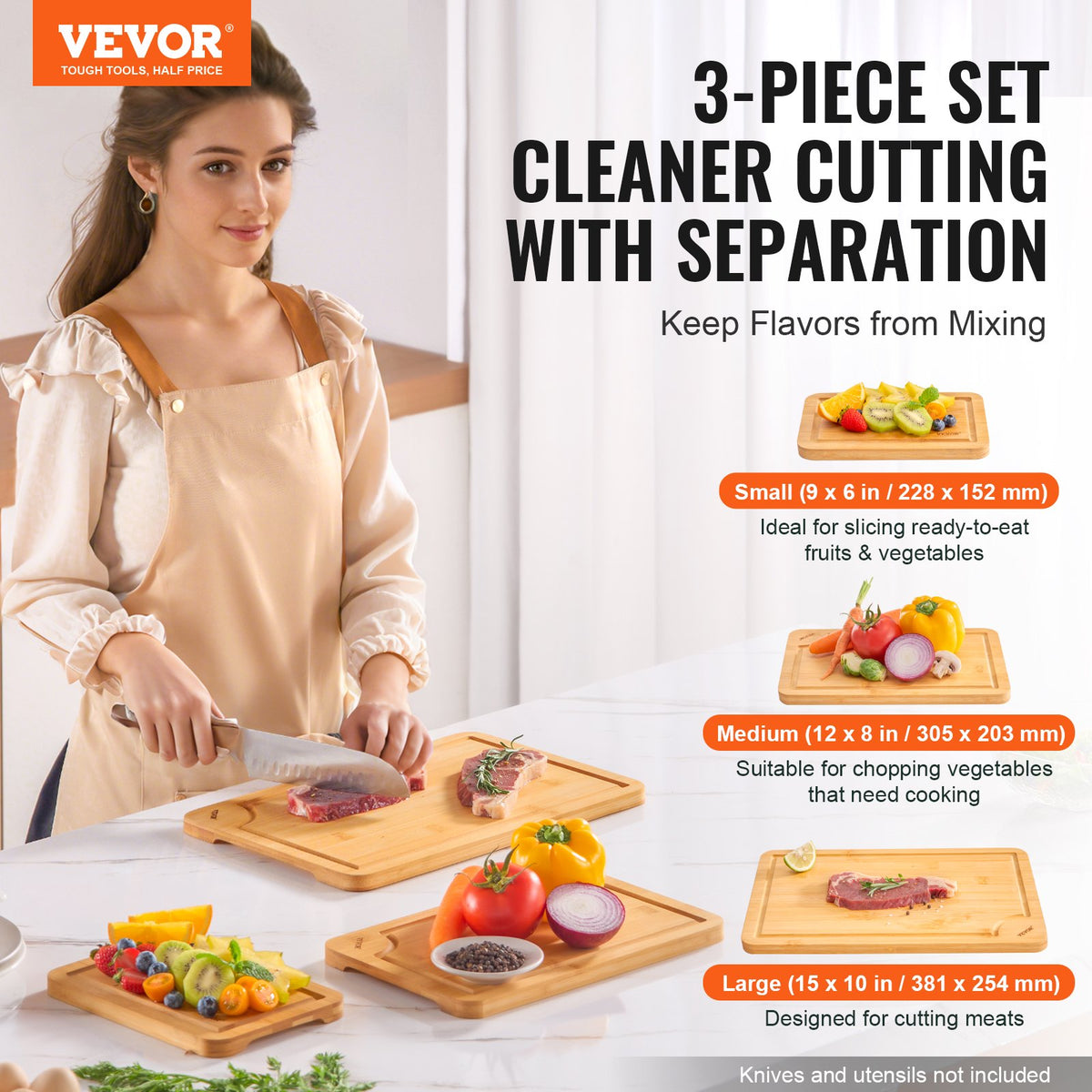 Bamboo Cutting Board Premium Versatile Cut Board with Built-In Handle