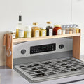 Over the Stove Spice Shelf Spice Rack Kitchen Organizer 32.6X13In Bamboo 6 Hooks