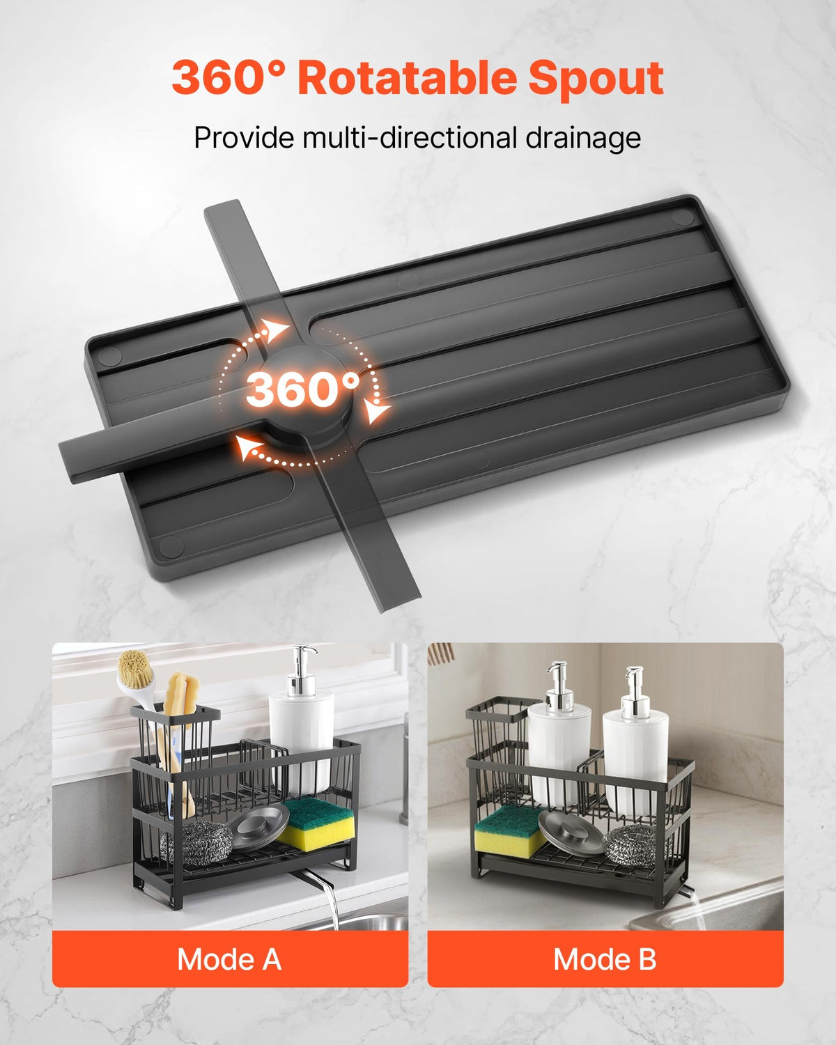 Kitchen Sink Caddy Organizer Sponge Holder for Kitchen Essentialsstorage