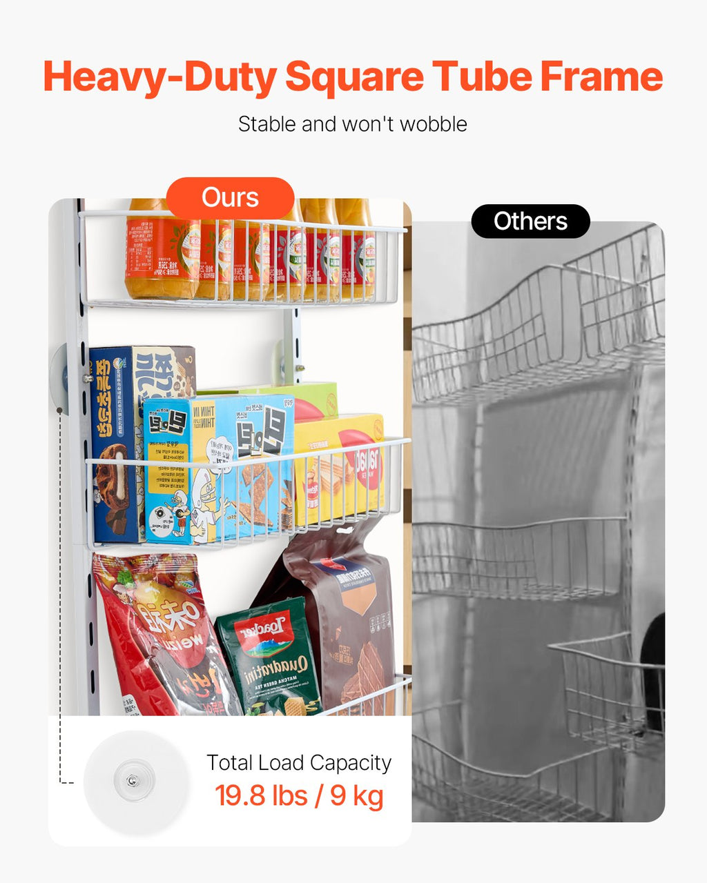 6-Tier over the Door Pantry Organizer Hanging Storage Rack Adjustable Kitchen