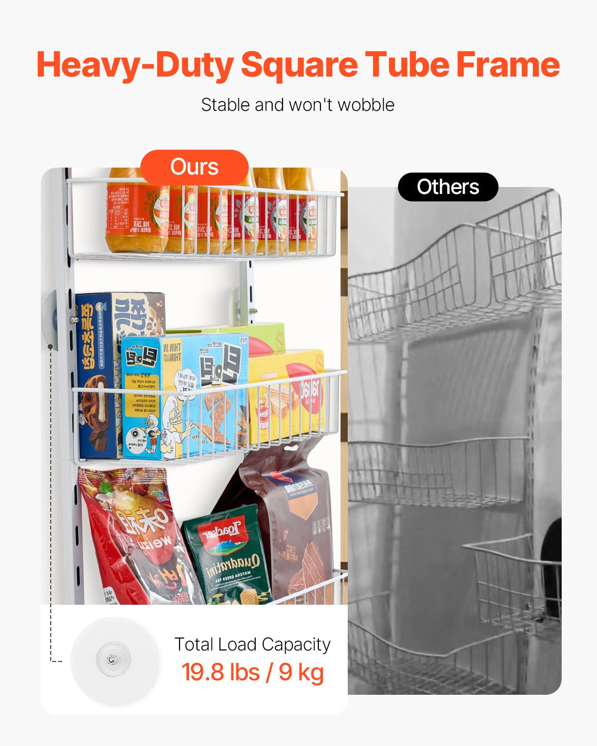 6-Tier over the Door Pantry Organizer Hanging Storage Rack Adjustable Kitchen