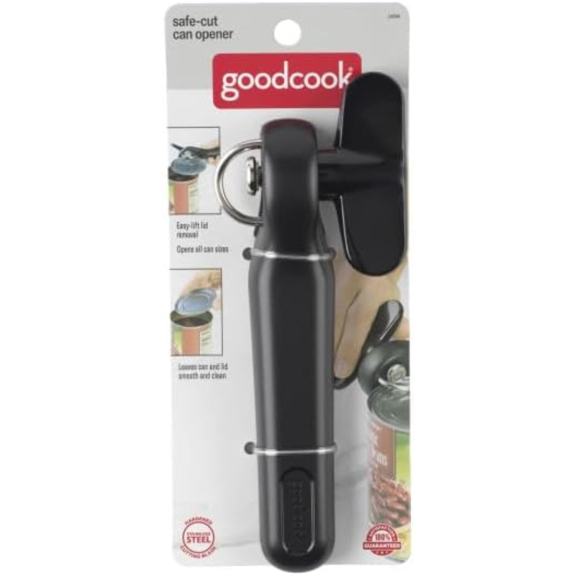 Can Opener, Safe Cut Manual Can Opener, No Sharp Can Edges, Black