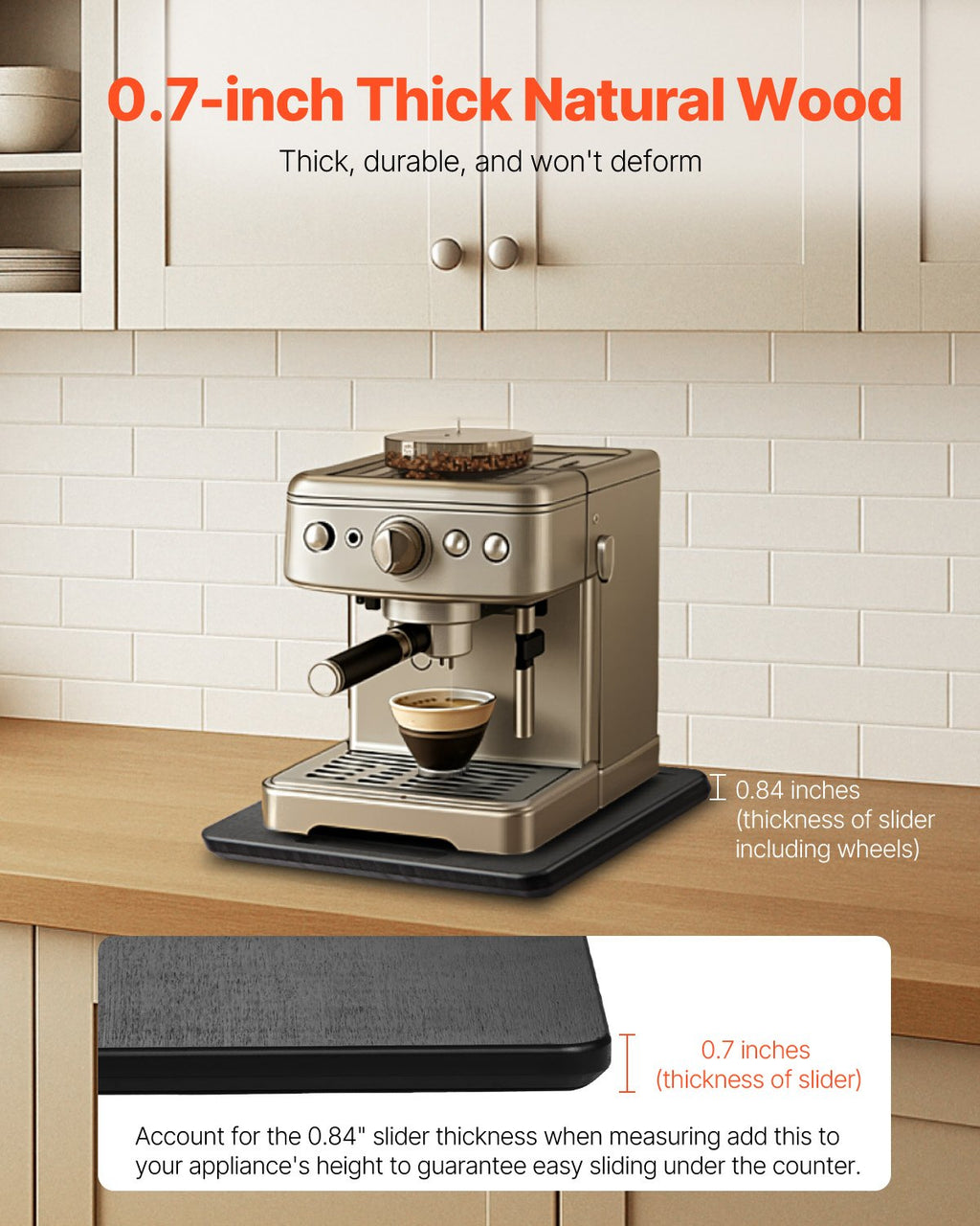 Appliance Slider 10.5 X 13 in Sliding Tray for Coffee Maker Black