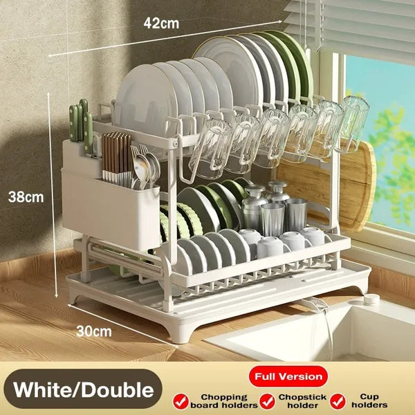 2-tier dish drying rack, white