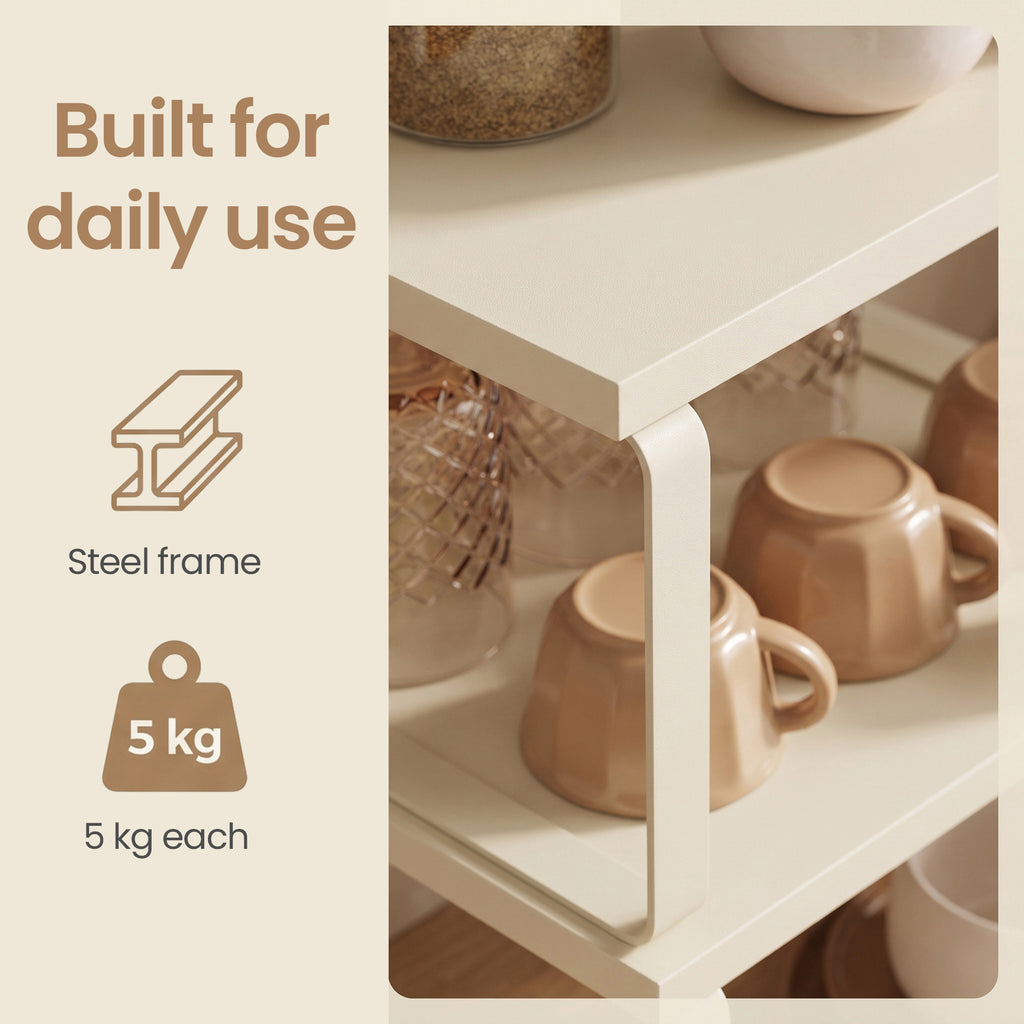 Cabinet Organizer Shelf, Set of 3 Stackable Tiered Spice Rack, Expandable Shelf Riser, White