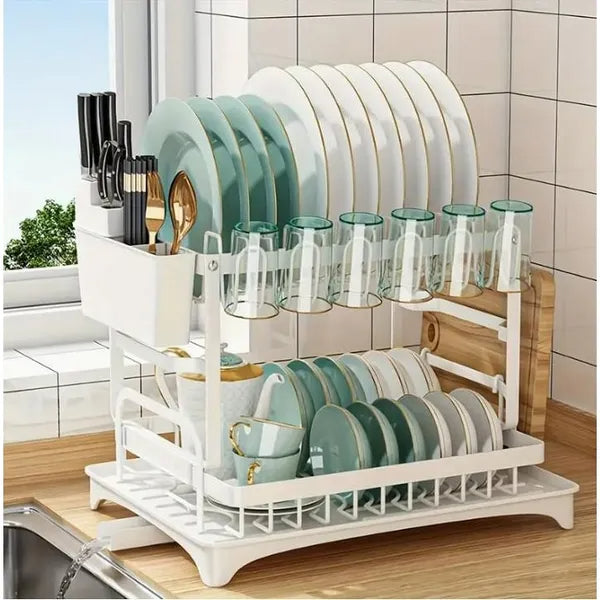 2-tier dish drying rack, white