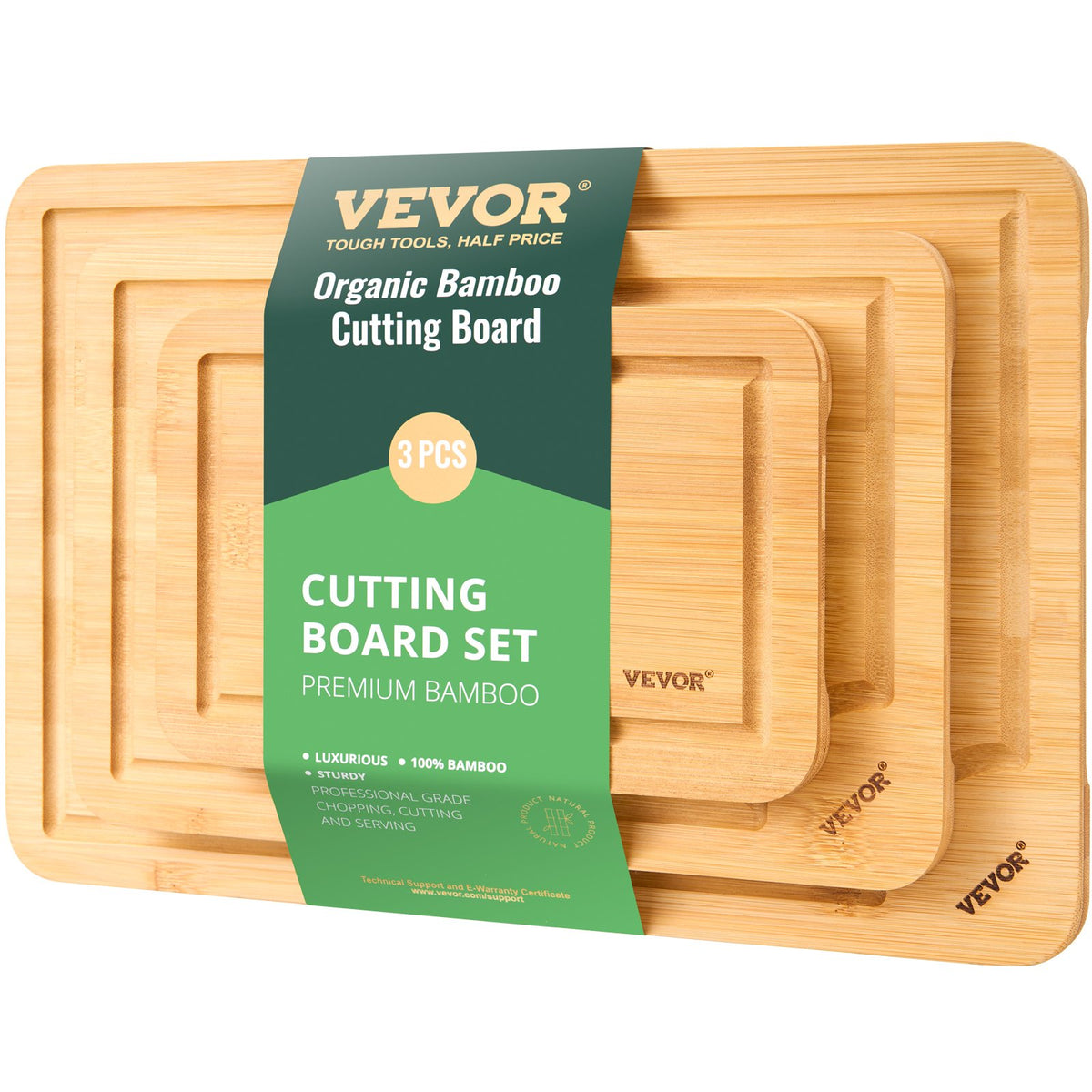 Bamboo Cutting Board Premium Versatile Cut Board with Built-In Handle