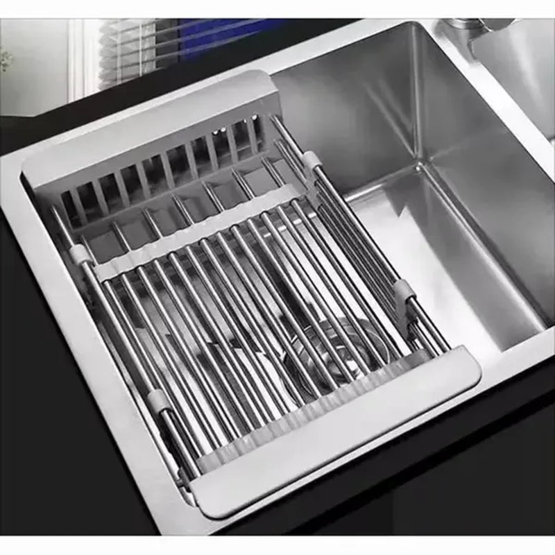 Adjustable Immersion Sink Dish Drying Rack with Stainless Steel Drain Basket - Portable and Retractable Space-Saving Fruit and Vegetable Solution(Ups/Ups Logistics Delivery Supports Self-Pickup)