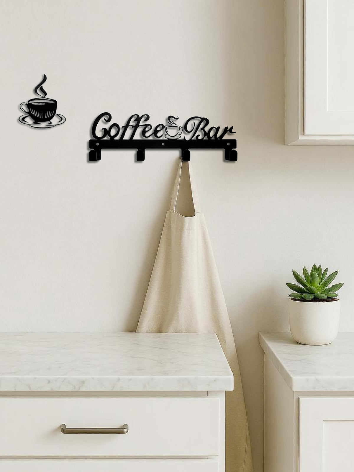 Coffee Cup Rack with Hooks - Wall-Mounted Metal Organizer for Kitchen Decor