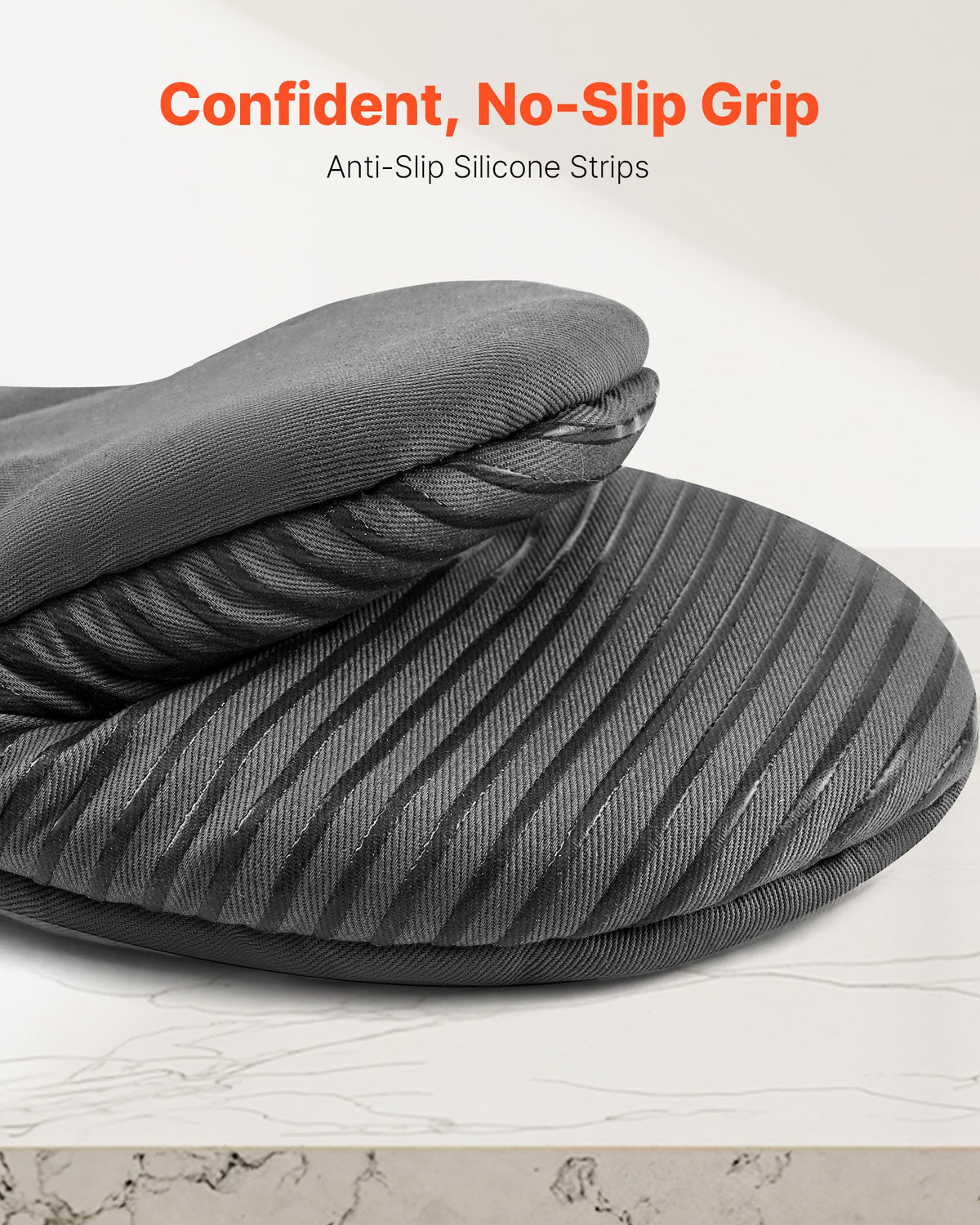 Oven Mitts, Mini Oven Mitt Set with Non-Slip Silicone Strips, High Heat Resistant to 500℉, Lightweight Cotton Baking Mitts 13.07 X 6.1 Inch with 2 No-Marks Hooks for Home, Kitchen, 2 Piece