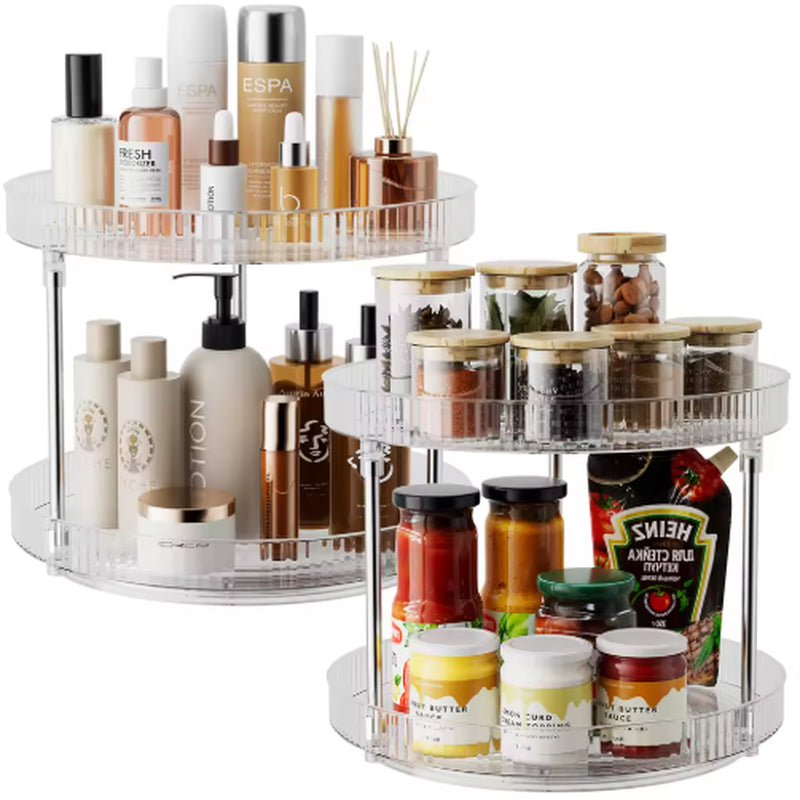Double-Layer Turntable Rotating Spice Rack Organization Spinning Organizer