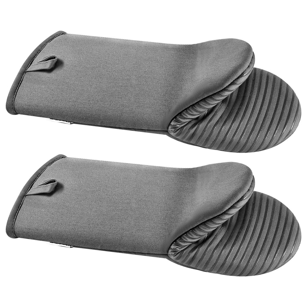 Oven Mitts, Mini Oven Mitt Set with Non-Slip Silicone Strips, High Heat Resistant to 500℉, Lightweight Cotton Baking Mitts 13.07 X 6.1 Inch with 2 No-Marks Hooks for Home, Kitchen, 2 Piece