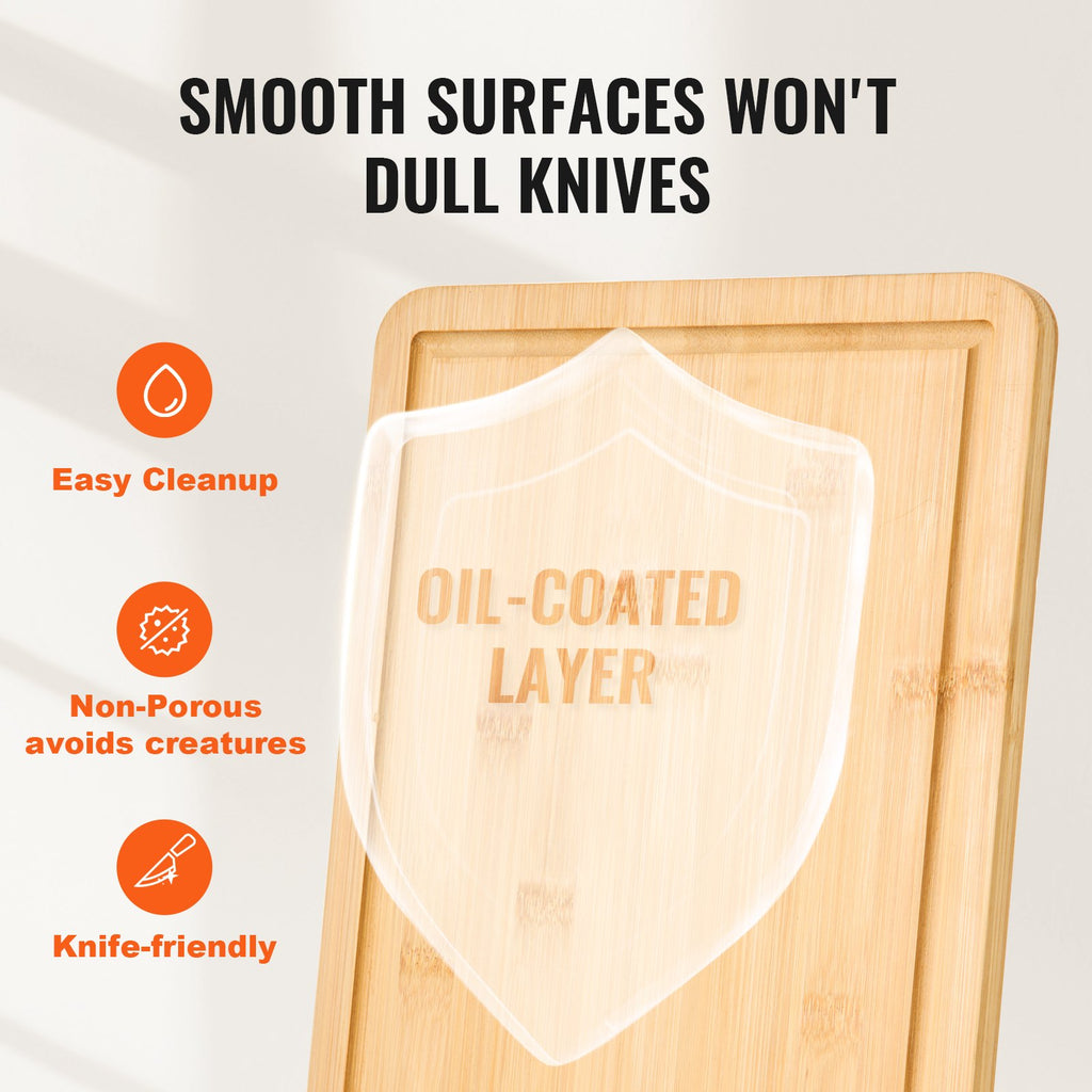 Bamboo Cutting Board Premium Versatile Cut Board with Built-In Handle