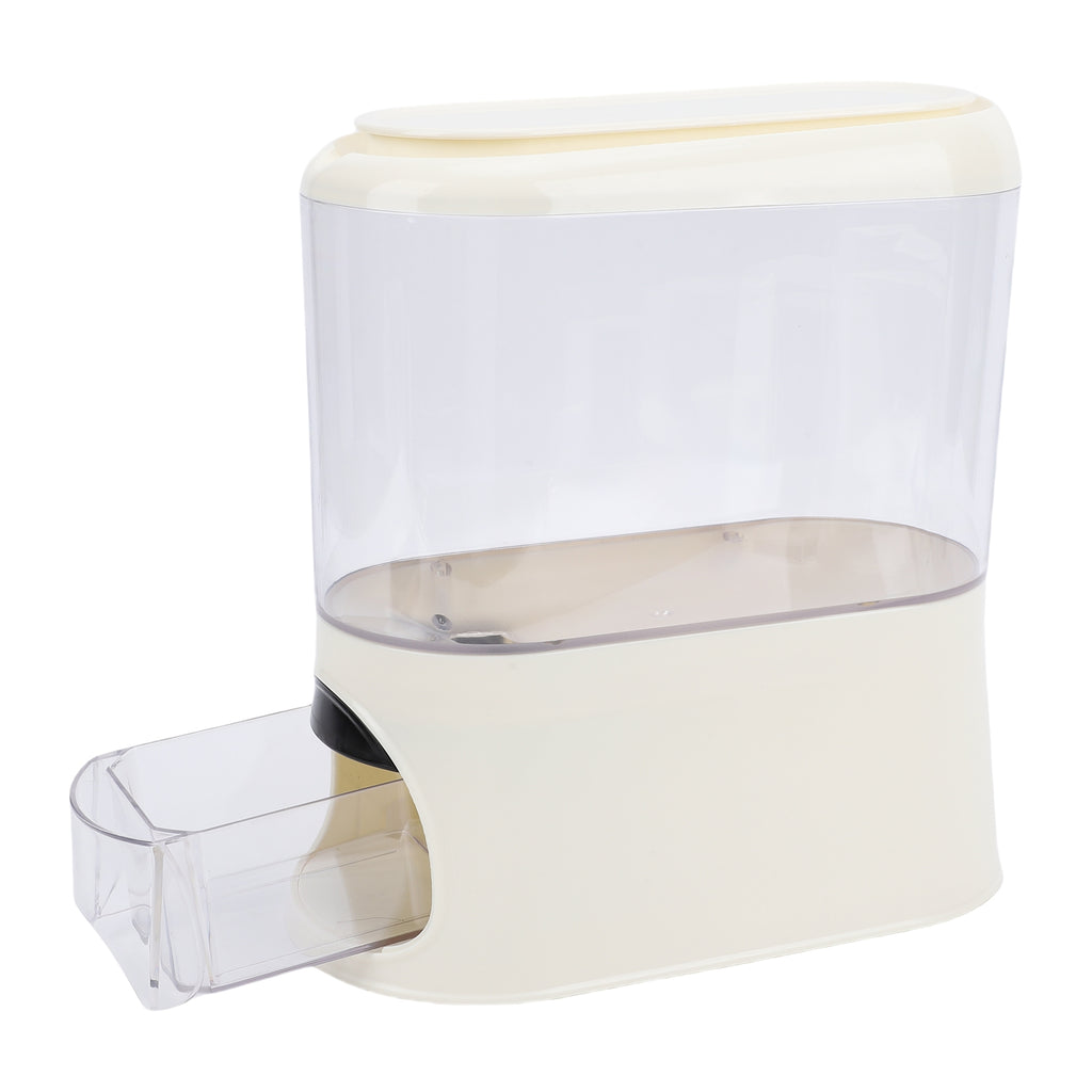 Rice Dispenser with Cup PP Sealed Clear Dry Food Storage Grain Container Bin for Pantry Home Kitchen Organization Cream White