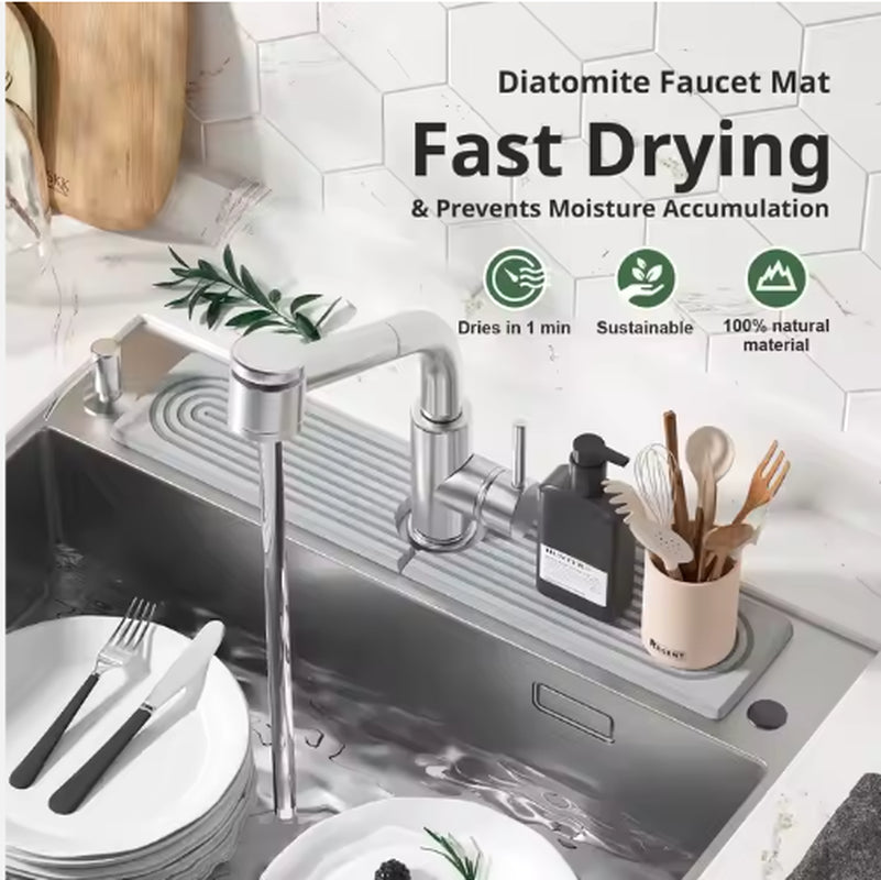 Diatomaceous Earth Sink Tray Stone Home Sink Caddy Kitchen Instant Dry Sink Organizer