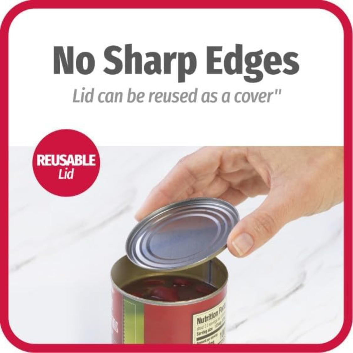 Can Opener, Safe Cut Manual Can Opener, No Sharp Can Edges, Black