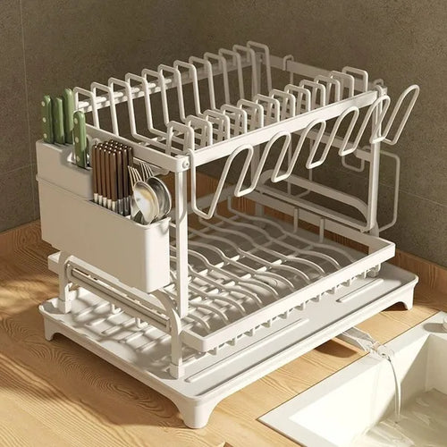 2-tier dish drying rack, white