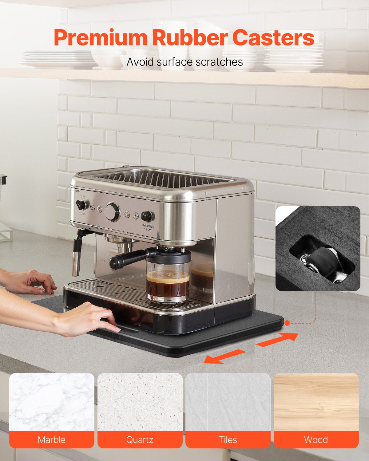 Appliance Slider 10.5 X 13 in Sliding Tray for Coffee Maker Black