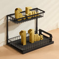 2-Tier 10.7"W X 14.2"D Pull Out Cabinet under Sink Organizer 10.7"X14.2" Drawer Basket, 12.5"Wx15.5"Dx13"H Install Size for Cabinet